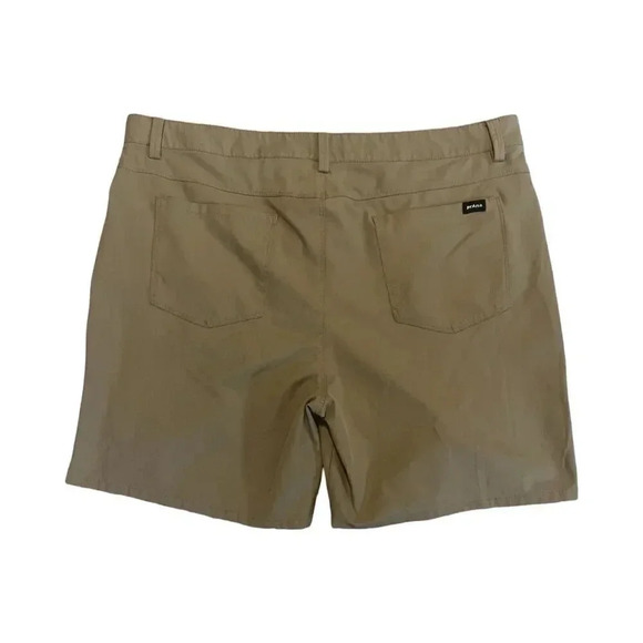PrAna Shorts Mens 40 Khaki Nylon Blend Stretch Hiking Hiker Flat Front 5 Pockets - Picture 3 of 3